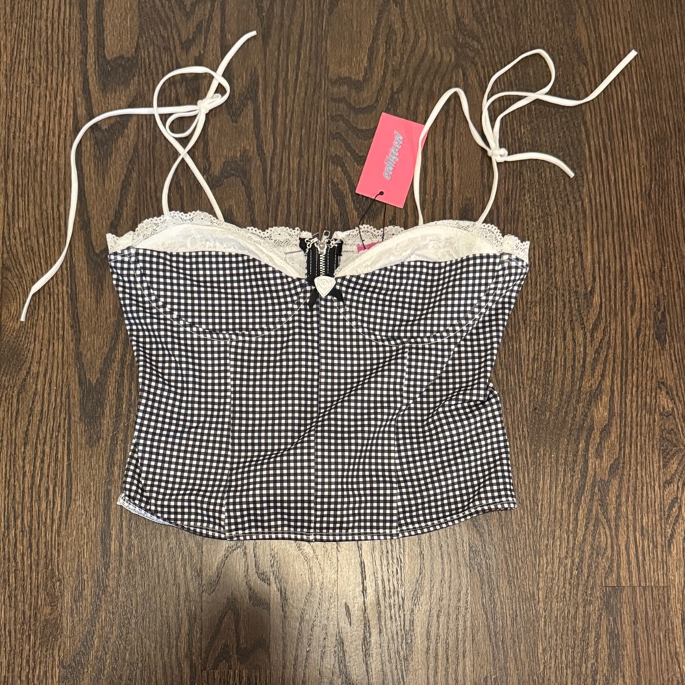 Edikted Black and White Gingham Tank Top